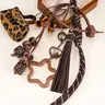Faux Leather Leopard Handbag Coin Purse Keychain, Keychain Accessory, With Tassel Charm Key Ring Braided Rope Lanyard Bag Pendant Hanging Decoration, Key Accessories