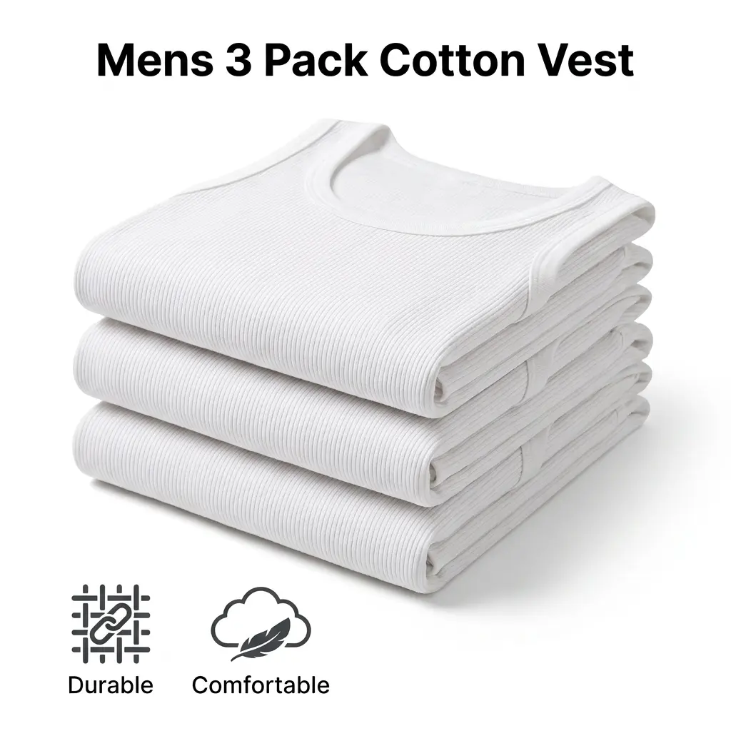 3 Pack Men’s White Tank Tops Undershirts – Soft Cotton Ribbed Sleeveless A-Shirts, Stretch Fit Gym & Everyday Basics, Sizes S–3XL