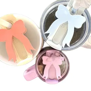 Croquette Bow Topper for Cups with Straws - High-Quality Acrylic, Durable and Long-Lasting - Drinkware