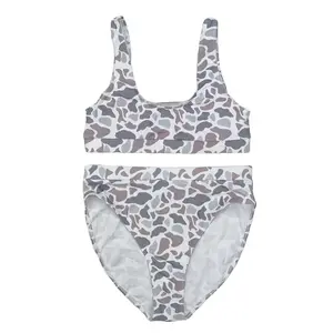 Women Camo Two Piece Swimsuit Bikini Set With High Waisted Bottom Summer Swimwear