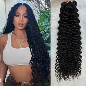 Ssawhair Curly Crochet Human Hair Knotless Pre-Separated Water Wave Human Hair Feather Crochet Hair Extensions