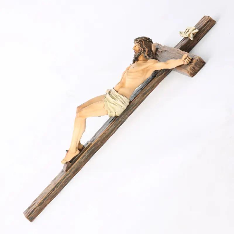 Inspiring Jesus Christ Home Decor, Stylish Religious Decor, Catholic Cross Wall Art, 9.65 Inch High Religious Gift, Renaissance Handmade Sculpture