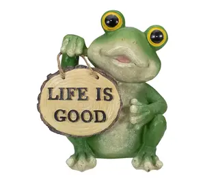 Northlight 9" Green 'Life is Good' Frog OutdoorGarden Statue
