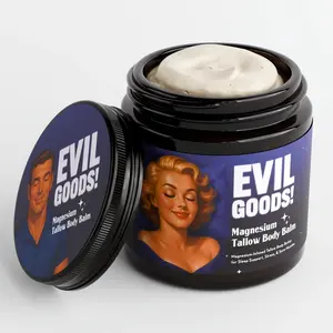 EVIL GOODS Magnesium Tallow Balm 4oz - Fast Nerve Pain Relief, Eases Burning & Tingling, Relieves Muscle Cramps & Tension, Improves Sleep, Soothing Coconut & Calendula Blend