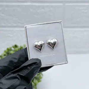 950 Silver Medium Heart Pendant 1/2 Inch Elegant Accessory for Any Occasion