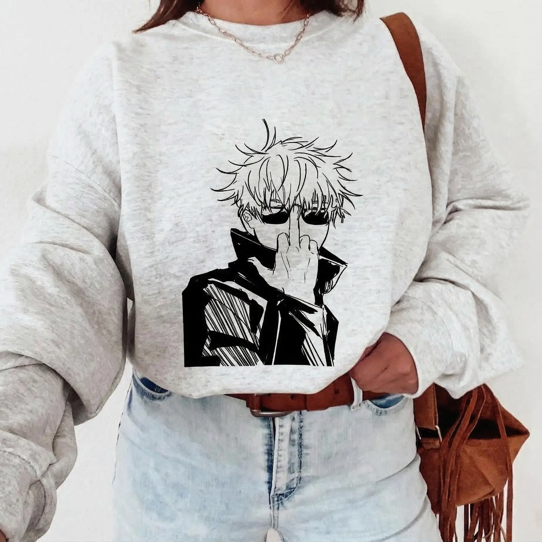 Gojo Satoru Sweater, Jujutsu Kaisen Inspired Anime Fashion, JJK Fan Vintage Shirt, Unisex Crewneck Y2K Shirt, Gojo Sweatshirt For Anime Fan