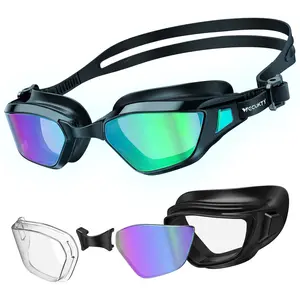 【Vecukty】All Adult Black Swim Goggles, Adjustable Anti Fog Lenses, Professional Swimming Equipment