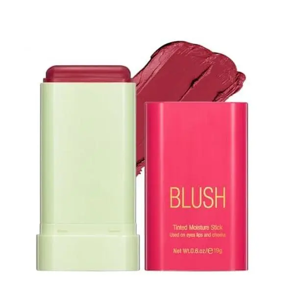 Soft Creamy Blush Stick, Multi-use Makeup Blush Stick for Cheeks and Lips Tint, Waterproof Solid  Matte Finish Face Blush Makeup,02 Hot Red
