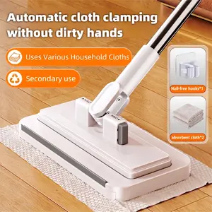 [USA STOCK] 360° Rotatable Flat Face Towel Mop, Long-Handled Wet/Dry Home Care Tool, Fast-Cleaning, Compatible with Disposable Cleaning Cloths