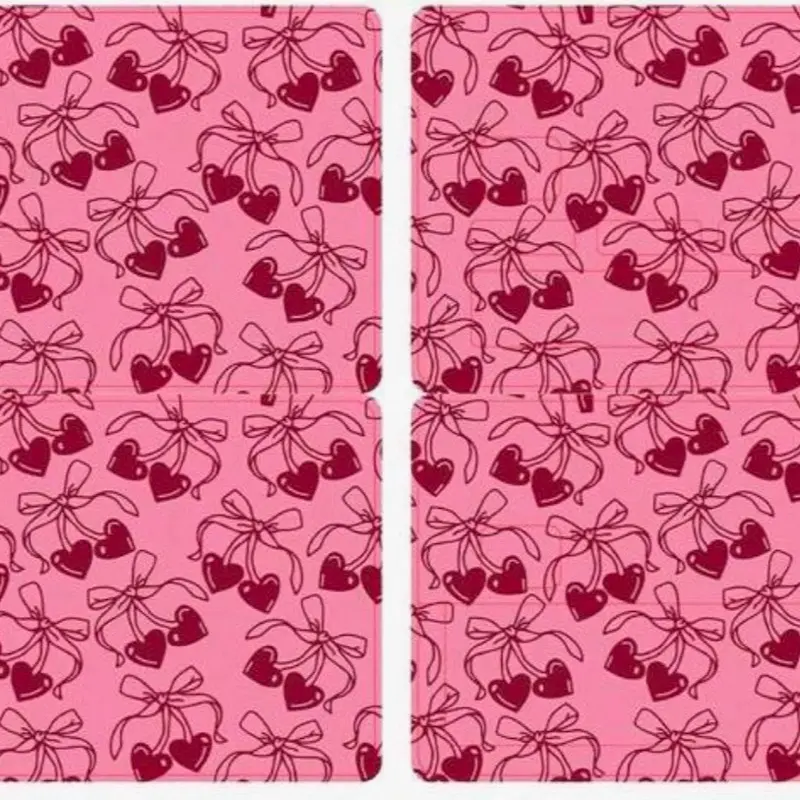 Cherry Print Credit Card Skin Full Coverage W/ Window - Pink Design, Cardholder Name Section