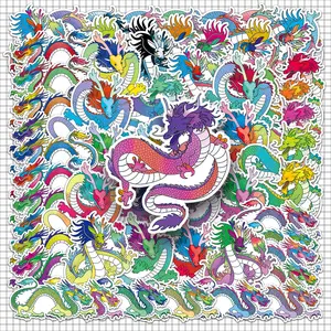 Dragon Pattern Sticker, 100pcs/set Waterproof Self Adhesive Decor Paper, Decor Sticker for Gift Greeting Card Water Bottle Laptop Phone, Ornaments