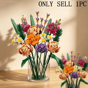 Artificial Bouquet Wildflower Potted Plant DIY Building Blocks Sets 3D Eternal Love Flower Model Home Decor Festival Gift