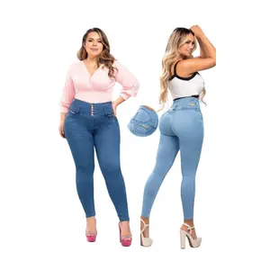 JEANS COLOMBIANOS LIPO 360 High-Waisted Stretchy Denim with Red Belt for Women Comfortable & Stylish Casual Wear