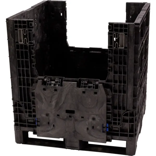 Global Industrial B3178584 Durable Structural Foam Collapsible Bulk Storage Box & Organiser Container, Black - 32x30x34", 1800 lbs Capacity, Structural Foam Base & Walls, Dual Hinged Drop-Down Doors, Label Panels, RFID Tracking, No