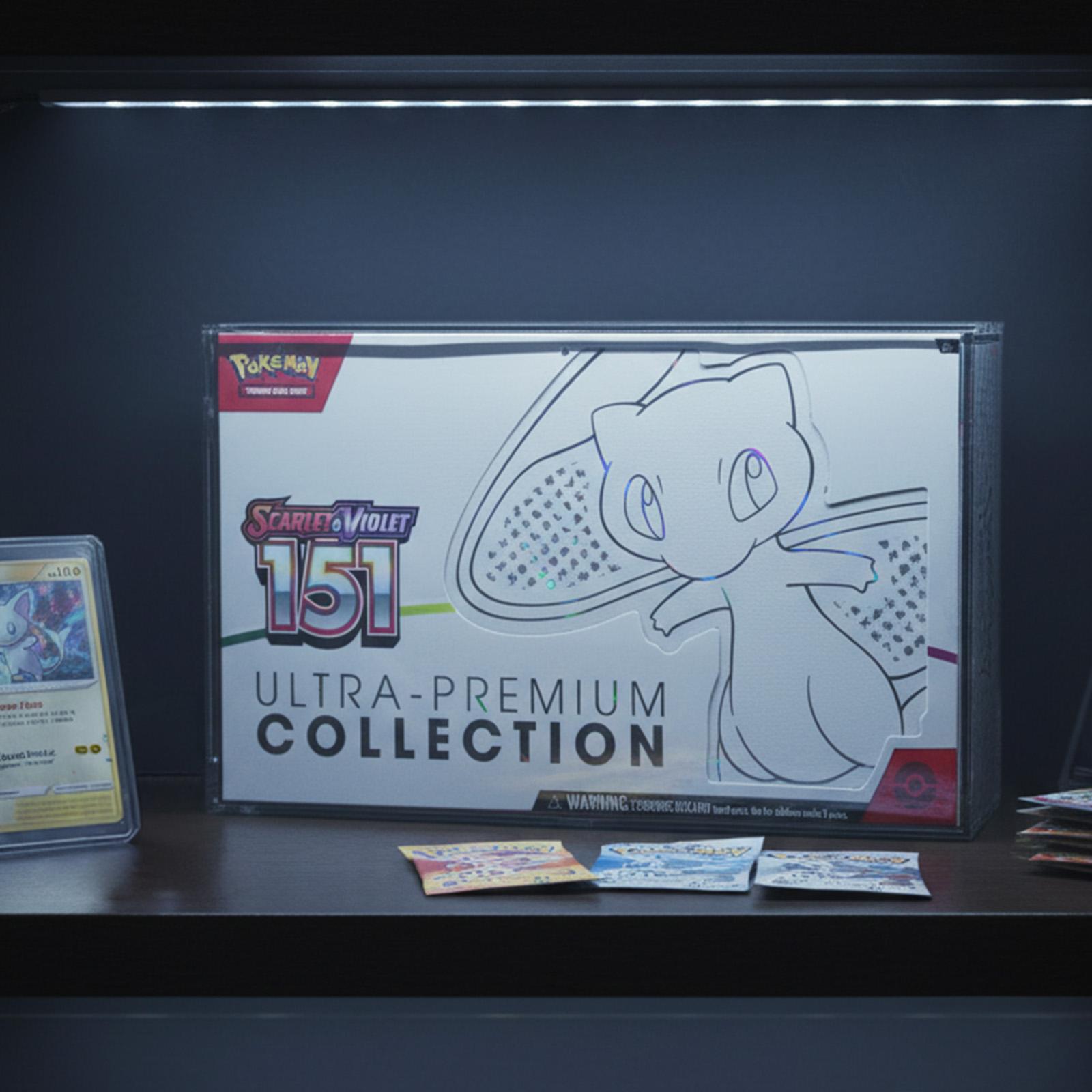 Acrylic Acrylic Display Case with Sliding  Lid for PKMN 151 UPC Mega Charizard ex UPC Storage Booster Box Trading Anime Graded Cards , 6MM Thick Magnetic Lid Protector  Holder Stackable