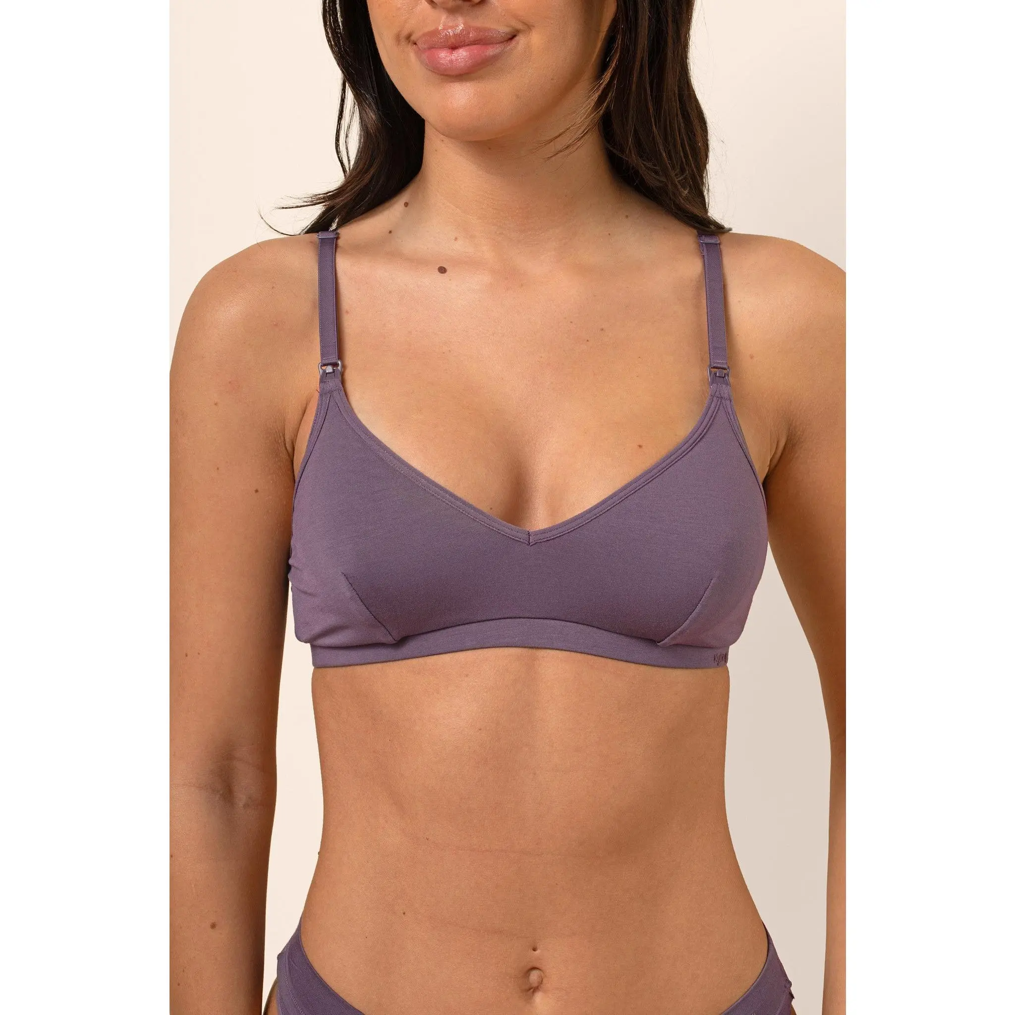 Women's Wireless Nursing Bra - Maternity Underwear, Back Closure, Pregnancy Nursing Bras for Breastfeeding (Currant), Undergarment, Stretch Fit, Maternity Supplies, Triangle, Bamboo Blend, Tencel, 23% Chitosan
