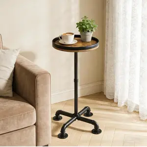 Small Round Side Table for Small Spaces Pedestal Drink Table with Non-Slip Feet Martini Table No-Tool Assembly for Living Room Bedroom Narrow Corners Sofa Bathroom