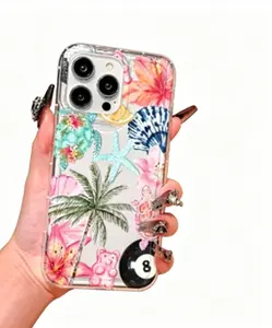 Summer Coconut Tree Hibiscus Print Clear Case Suitable for a variety of iPhone models, from iPhone 17 series to iPhone 11 series, and iPhone x series and samsung models.