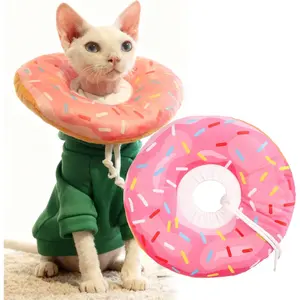 Soft Comfortable Cat Donut Cone Collar Adjustable Elizabethan Recovery Collar After Surgery to Stop Licking Lightweight Soft Neck Cone for Cats Kitten (Pink, Small)