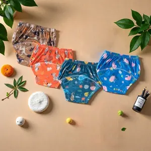 4pcs Baby Infant Diaper Pants, Cute Breathable Leak-Proof Multi-Layer Protection, High Absorbency, Reusable Soft Skin-Friendly, Adjustable Training Pants, Newborn Care