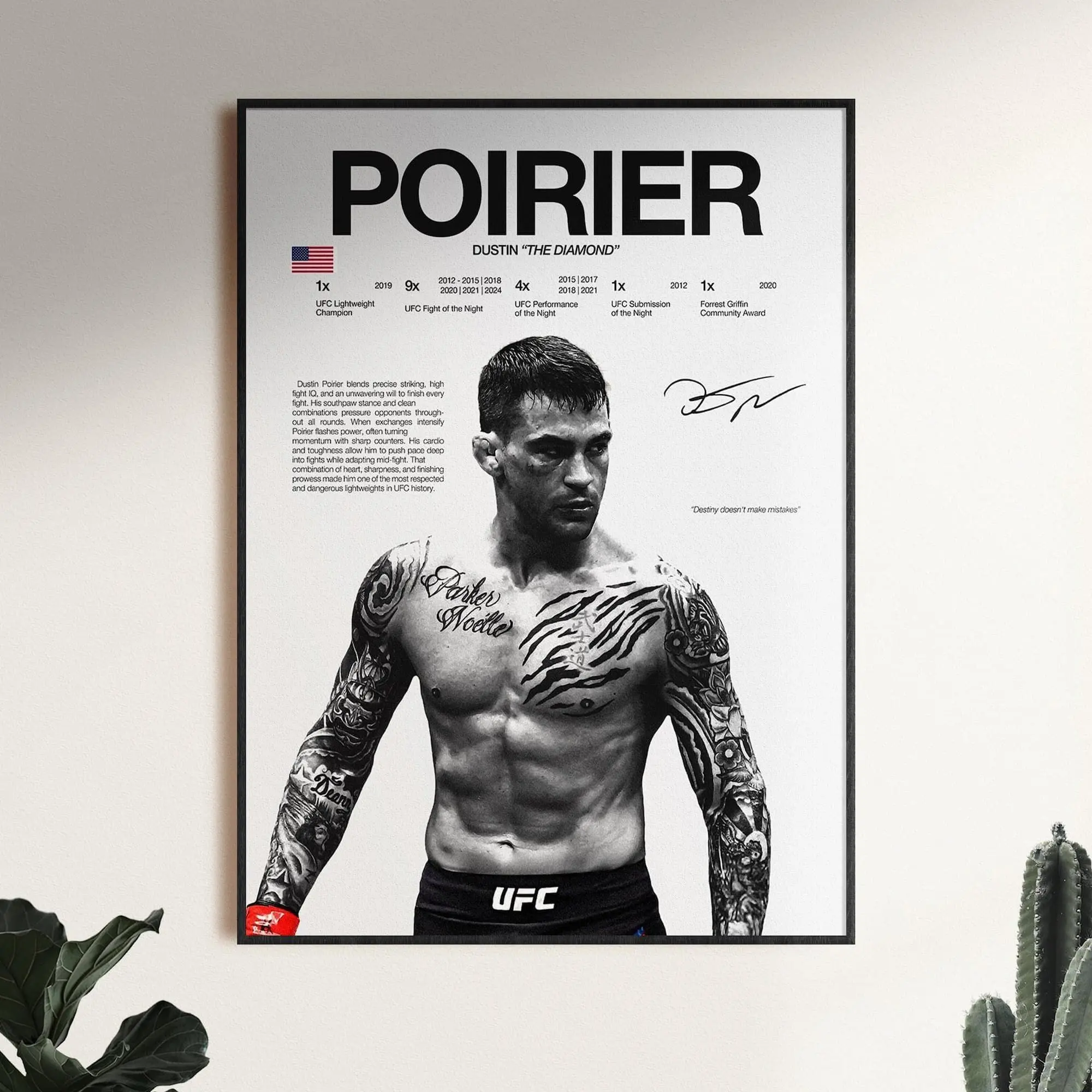 Dustin Poirier Poster, UFC Wall Print, MMA Wall Print, Fighter Poster, UFC Fan Room Decor, Gift for Him( Unframed - Print Only )