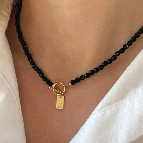 Vintage Artificial Crystal Beaded Necklace for Women, Unique Crystal Design, Fashion Alphabet Pendant, Rectangle Pendant, Elegant Rectangular Letter Toggle Clasp, All Seasons Jewelry, Initial Pendant Necklaces