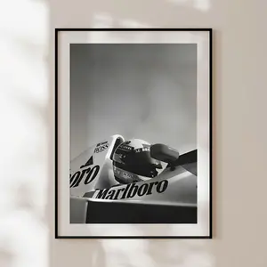 [SALE UP TO 30% + FREE SHIP + NO FRAME] Formula 1 Poster, black and white Formula 1 print, motorsport wall art, F1 photography, Marlboro F1 poster, Ayrton Senna poster