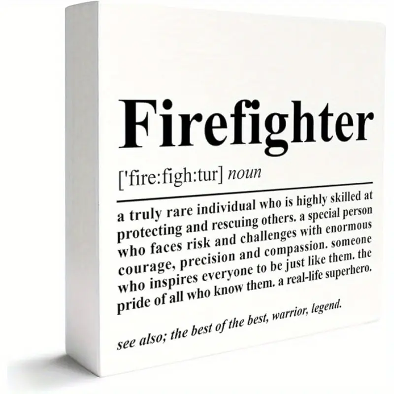 Firefighter Gift for Men Women, Appreciation Thank You Gift for Firefighter, Fireman Christmas Birthday Graduation Gifts, Firefighter, Wooden Box Sign 5x5 inch, Signage