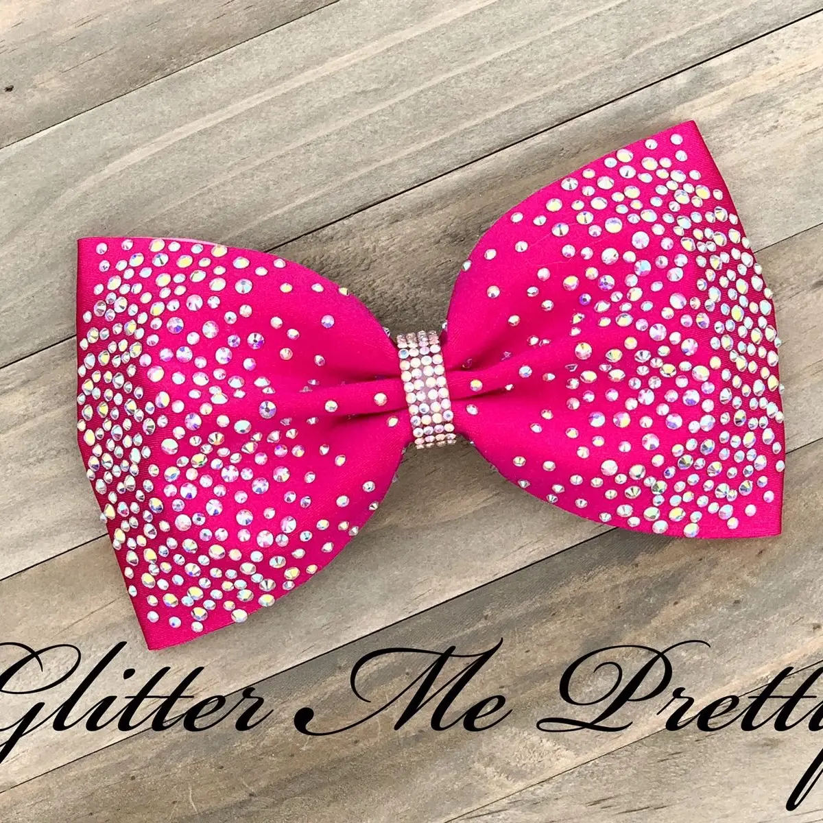 Custom Dark Pink Rhinestone Tailless Cheer Bow for All Star Competition
