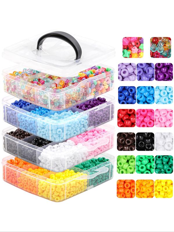 2700/3600pcs Pony Beads Jewelry Making Kit, Colorful Rainbow Hair Beads for Hair Braiding, 24-Color Friendship Bracelet Beads, Bead Assortment