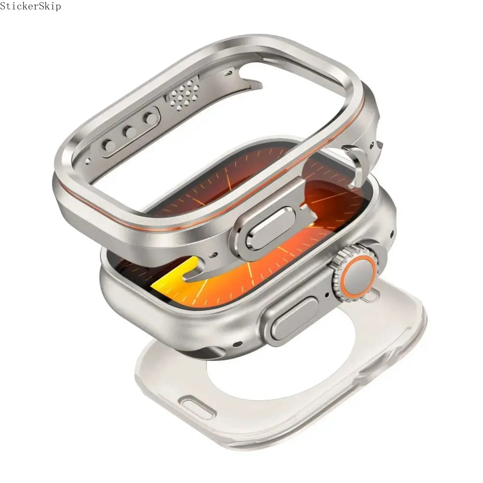2026 New Luxury Metallic Bumper Sleek Metal Watch Case for iWatch Ultra 3/2/1 49mm, Full Protection Cover with Wireless Compatibility, Bag Accessory for Luggage & Bags, Wearable