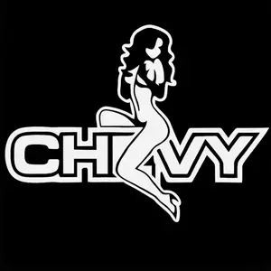 Chevy Truck Window Decal with Unique Design Featuring a Woman Silhouette and Bold Lettering