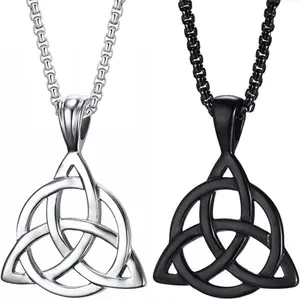 2 Pcs Celtic Knot Necklace Irish Triangle Circle Amulet Pendant Necklace Gothic Punk Rock Hip Hop Jewish Star Pendant Necklace for Men