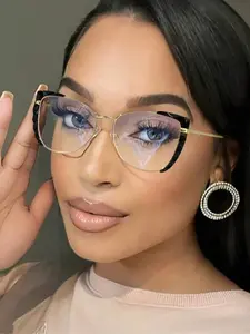 New Fashion Retro Tr90 Square Flat Mirror Glasses, High-Quality Metal Frame, Simple Versatile Daily Casual Wear Decorative Eyewear, Stylish Trendy Eyewear