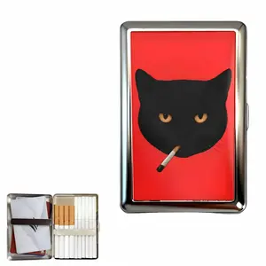 Black Cat Vintage-Style Versatile Card & Cash Case Blocking Metal Ultra SlimID Wallet Easy Snap Closure Art Deco Design