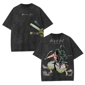 valentine shirts ONE PIECE Anime Derivatives Printed Washed T-shirt Men and Women Summer Fashion Trend Street Harajuku Popular Comfortable Top