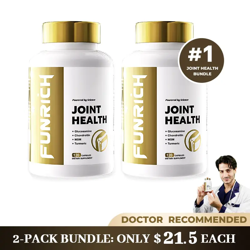 【2-PACK】FUNRICH Joint Health Supplement for Women & Men with Glucosamine, Chon...