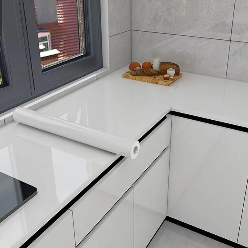 Solid Color Self-adhesive Wallpaper, White Wall Sticker, Furniture Refurbishment Sticker, Wall Decal for Kitchen, Cabinet, Furniture