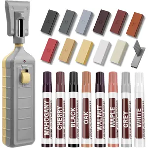 11 Colors Vinyl Floor Repair Kit with Heat Pen Touch Up Marker Hard Wax for Laminate Wood Linoleum Repair Scratches Stains Cracks Hole for Floor Door Cabinet