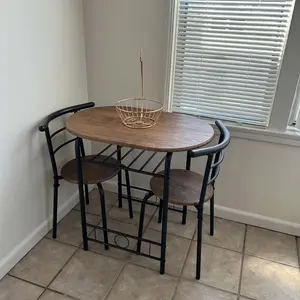 【Valentine Gift】Yaheetech 3 Piece Dining Table Set Kitchen Table & Chair Sets for 2 with Steel Legs and Storage Rack for Kitchen Apartment Small Space