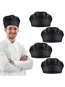4pcs Set Chef Hats, Elastic Breathable Kitchen Cooking Caps, Adjustable Bakery Hat for Bakers & Chefs, Durable Design