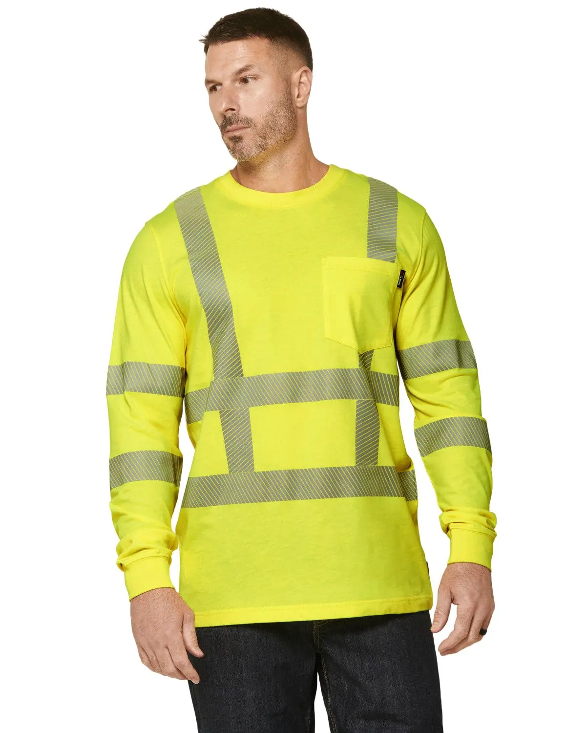 Hawx Men's Men'S Fr Hi-Vis Lumos Long Sleeve Work Shirt - Hxfrhvsp25k1-Yl