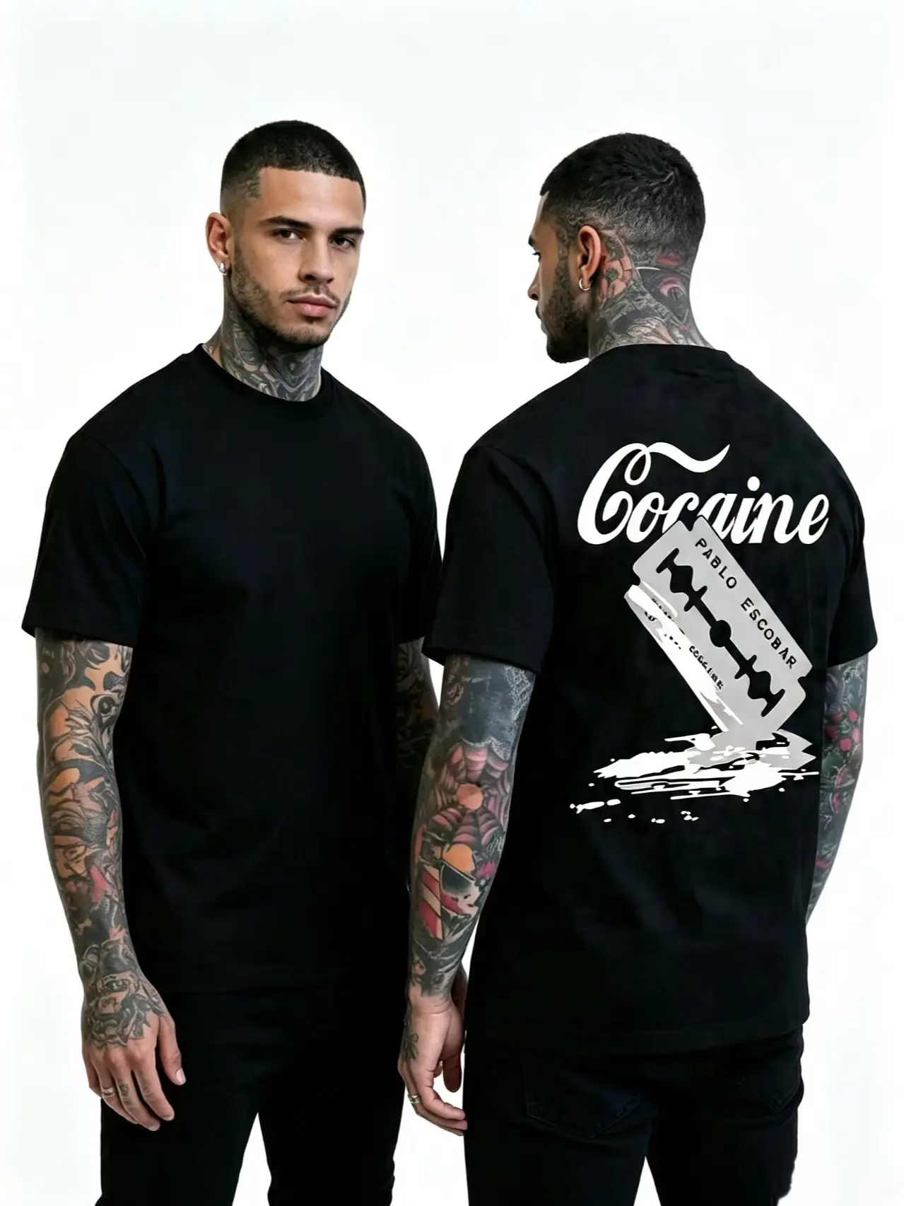 Men's Short-Sleeve Graphic T-Shirt - ENJOY PABLO ESCOBAR Black Print Design，graphic tee， 100% Pure Cotton ，