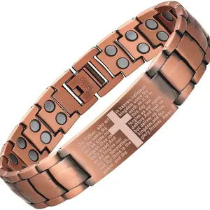 Copper Magnetic Bracelet for Men,Ultra Strength Cross Bracelet With Ring Include Adjustable Link, Jewelry Gift Wearable Thoughtful Present Customized Fit