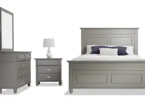 Spencer 4 Piece Queen Gray Panel Bedroom Set with Standard Furniture