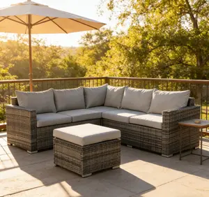 51" Grey Polyethylene and Iron 4-Piece Outdoor Group Seat