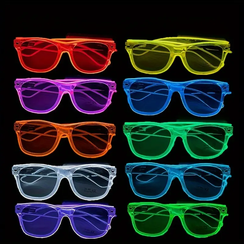 LED Light-Up Glasses - Party Favor, EL Wire Flashing Decorative Eyewear for Nightclub, Rave, Disco Parties & Events - Plastic Material, AA Battery Powered (Not Included), 2 Battery Capacity, Featherless - Multi-Pack Halloween&Christmas for Christmas