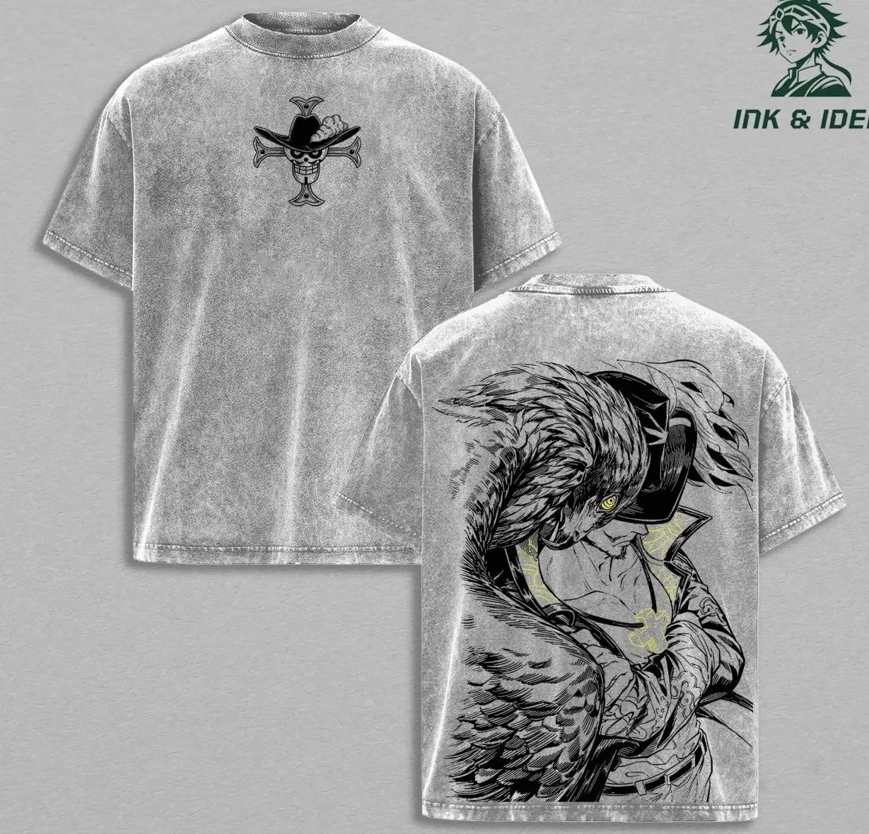 Mihawk Anime Shirt – Vintage Washed Oversized Tee, Hawk Eyes One Piece Graphic, Heavy Cotton Streetwear, Anime Fan Gift T3E
