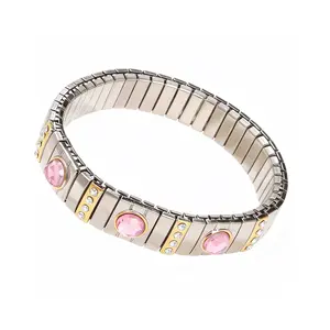 Blush Mixed Metal Icon Tile Bracelet- Water Resistant