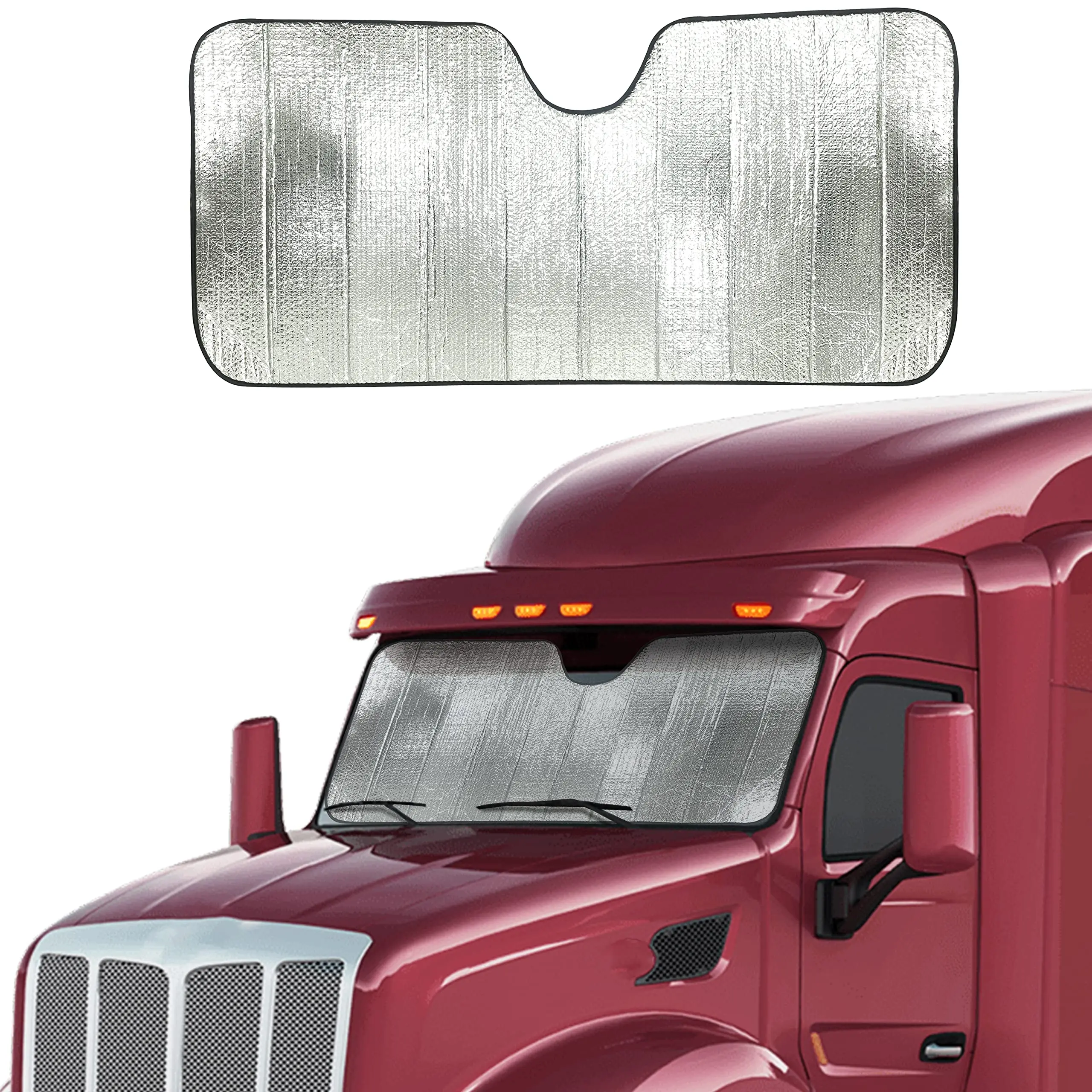 EcoNour XXL Accordion Windshield Sunshade for Trucks, 80"x30" Semi Truck Option with UV Protection & UV Protective Design, Semi Truck Sunshade, Uv Protective Sunshade